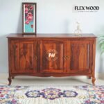 Honey Sheesham Wood Three Doors Sideboard