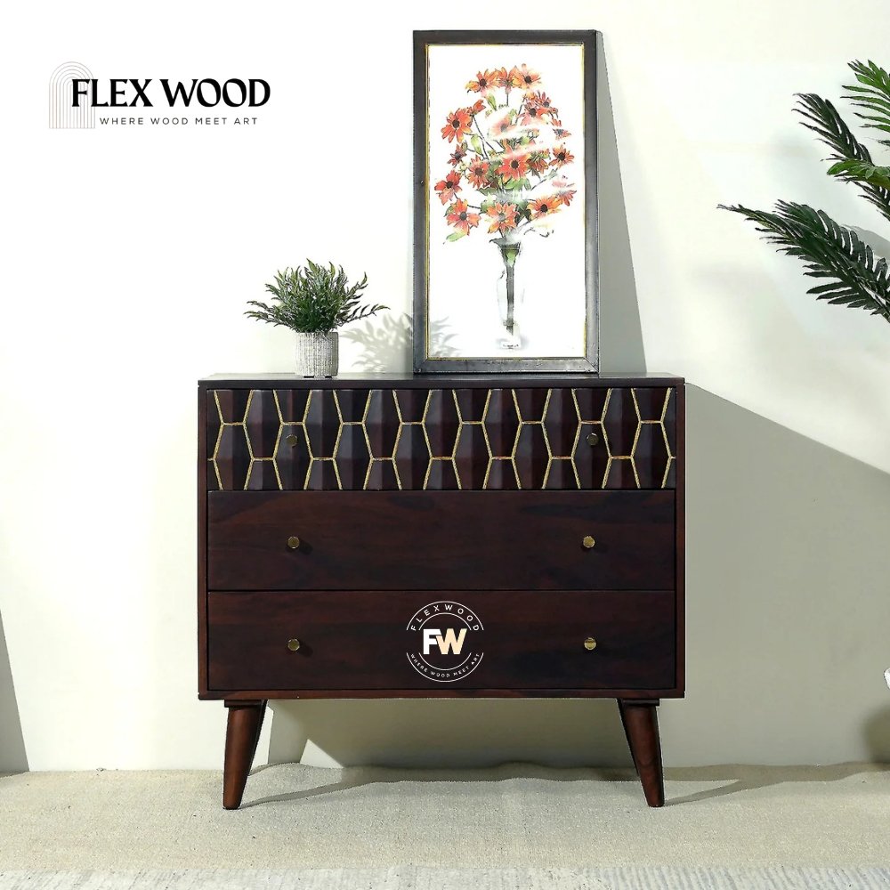 1 Sheesham Wood Chest of Drawers in Walnut Finish - Image 1