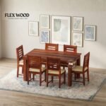 Janto solid wood Dining Table with chair for dining room( honey finish)