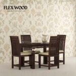 Adolph solid wood 4 seater Dining Table with chair (walnut finish)