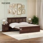 Neo brass bed without storage(walnut finish)