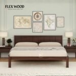 Nixton sheesam wood bed without storage (walnut finish)