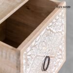 Solid Mango wood Chest of Drawer With 3 Hand Carved Drawer - Image 5