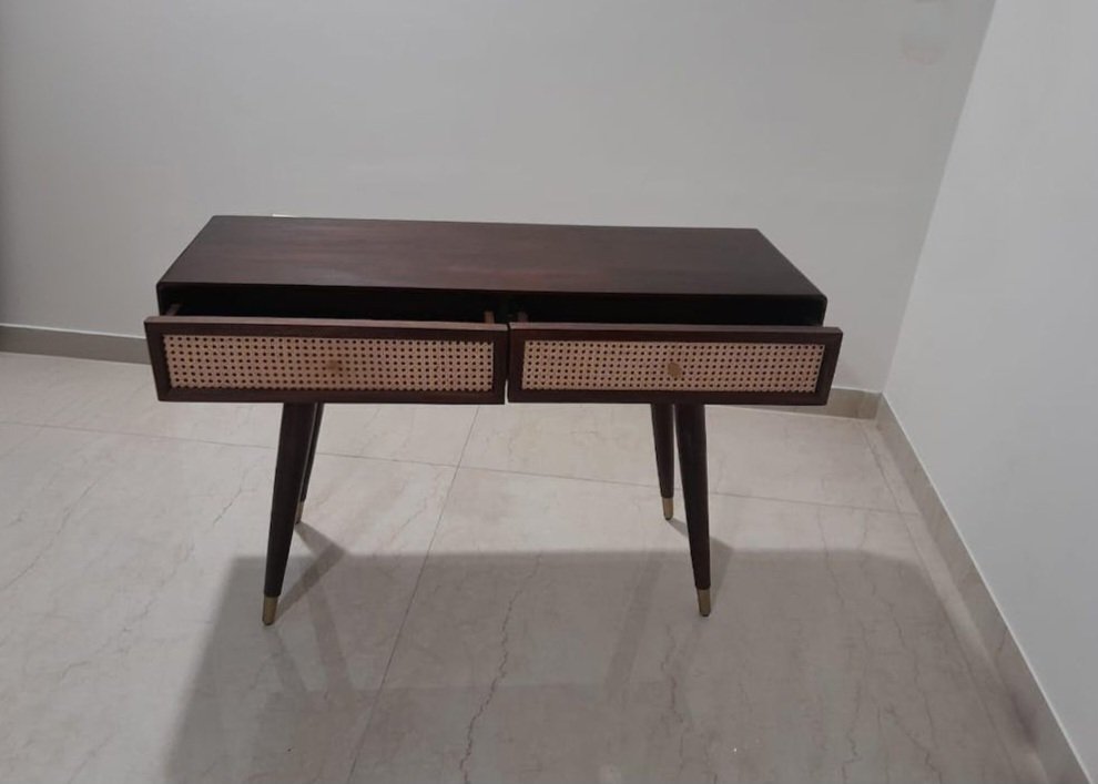 Boston solid wood Rattan cane Console Table(Teak finish) photo review