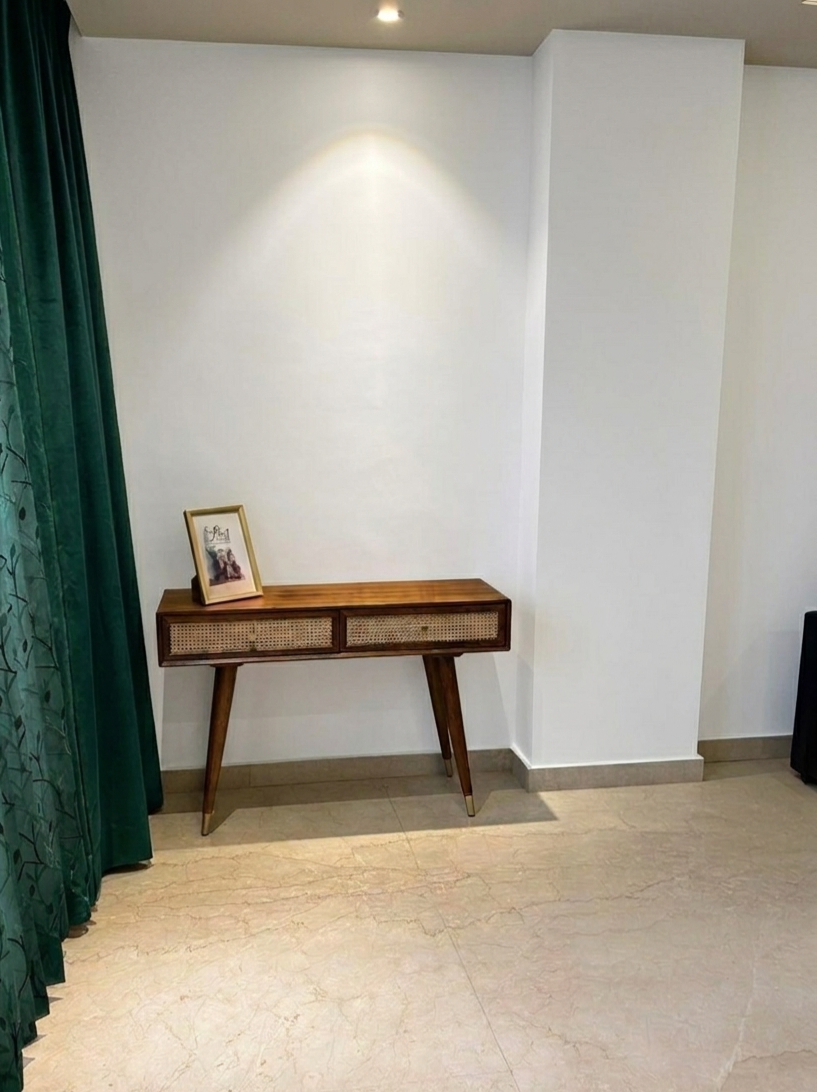 Boston solid wood Rattan cane Console Table(Teak finish) photo review