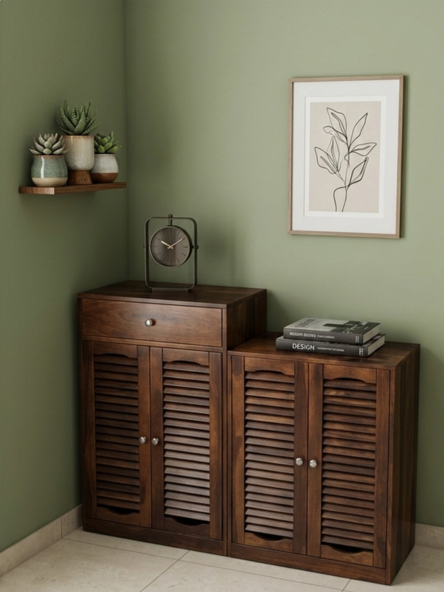 Arney sheesam wood Shoe Rack with Drawer Storage(walnut finish) photo review