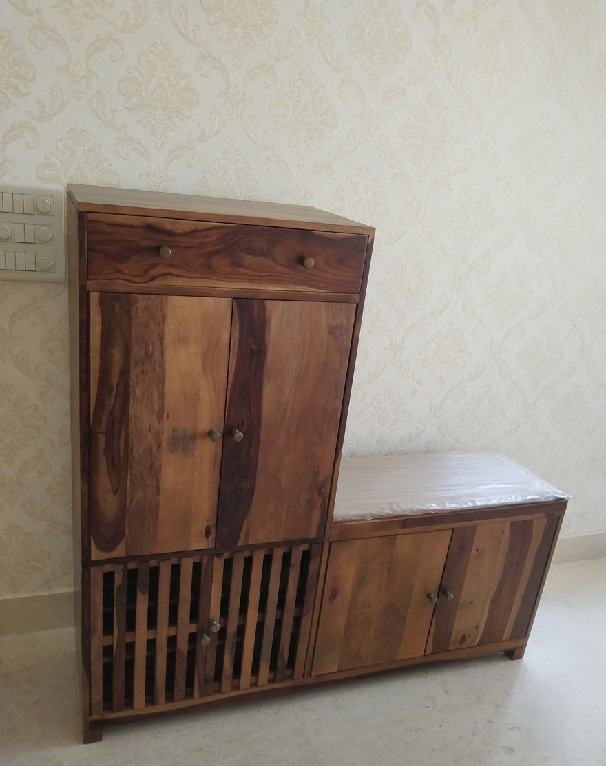 Floreta Shoes Rack With Seating(honey finish) photo review