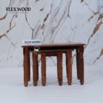 Wooden Set of 3 Nesting Table(Honey finish) - Image 3