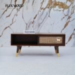 Wooden Rattan Cane Coffee Table(Teak finish) - Image 2