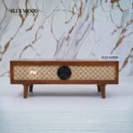 Wooden Rattan Coffee Table for Living Room(Honey finish) - Image 2