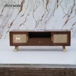 Modern Rattan Cane Tv Unit(Teak finish) - Image 2