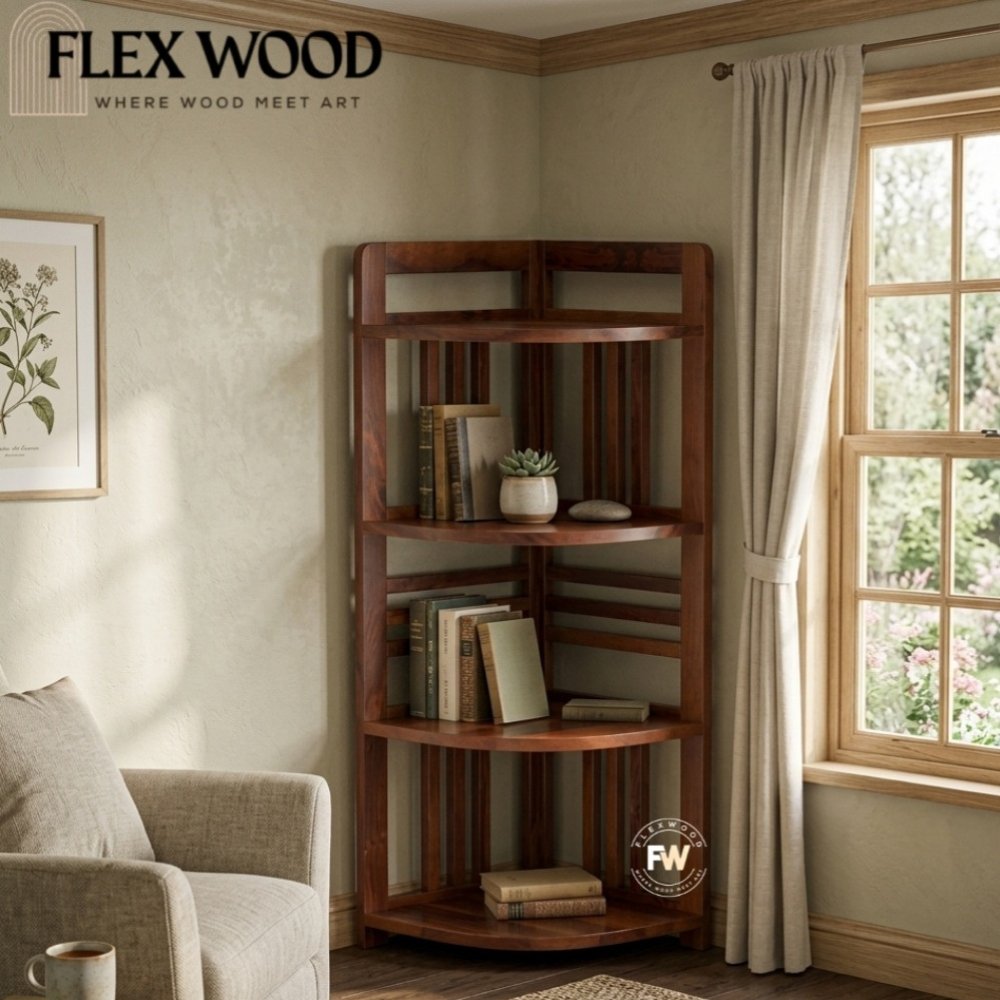 2 Tie Sheesam wood bookshlef corner ( walnut finish) - Image 1