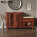 Vento sheesam wood Rack With Seating or Dower Storage(honey finish)