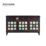 Sheesham Wood Sideboard in Walnut Finish with Tiles - Image 2
