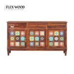 Boho Sheesham Wood Sideboard with tiles(Honey Finish) - Image 2