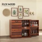 Mcdoll Solid Wood Bar Cabinet for Bar Room (honey finish)