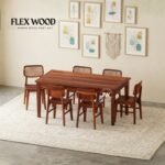 Alex cane  Dining Table 6 seater with chair(honey finish)