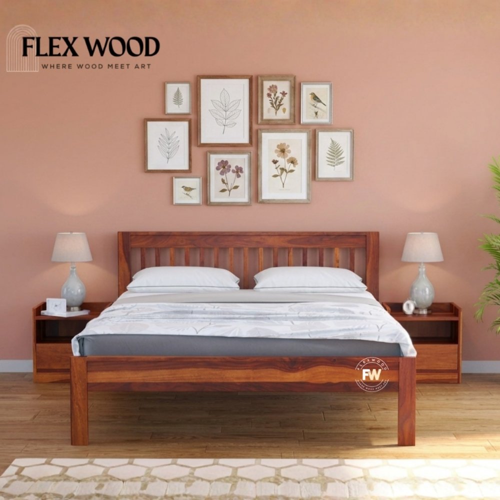 2 Modern Wooden Bed for Bedroom - Image 1