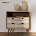 Solid Mango wood Chest of Drawer With 2 Hand Carved Drawer