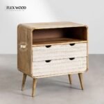 Solid Mango wood Chest of Drawer With 2 Hand Carved Drawer - Image 2
