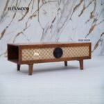 Wooden Rattan Coffee Table for Living Room(Honey finish) - Image 6