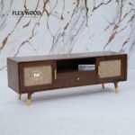 Modern Rattan Cane Tv Unit(Teak finish) - Image 4