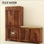 Floreta Shoes Rack With Seating(honey finish)