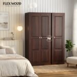 Oliv solid wood 3 door wardrobe(walnut finish)