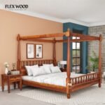 Ambika poster bed without storage(honey finish)