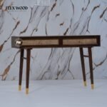 Boston solid wood Rattan cane Console Table(Teak finish) - Image 2