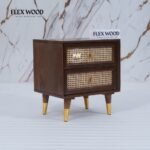 Wooden Cane Bedside Table for Bedroom(Teak finish) - Image 4