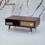 Wooden Rattan Cane Coffee Table(Teak finish) - Image 7