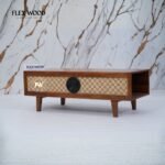 Wooden Rattan Coffee Table for Living Room(Honey finish) - Image 5