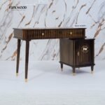 Wooden Modern Study Table with Storage(walnut finish) - Image 7