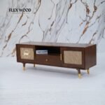 Modern Rattan Cane Tv Unit(Teak finish) - Image 3
