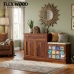 Bunny sheesam wood Shoe Rack With Tiles Fitting(honey finish)