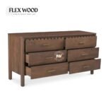 Lotus solid mango wood sideboard to six drawer (teak finish) - Image 5