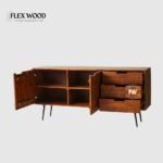 Solid Wood Three Drawer Two Door Sideboard - Image 4