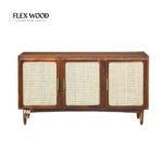 Rattan caneSheesham Wood Sideboard in (Honey Finish) - Image 2