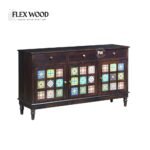 Sheesham Wood Sideboard in Walnut Finish with Tiles - Image 3