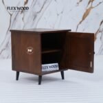 Wooden Moto Bedside Table (Teak finish) - Image 3