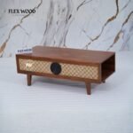 Wooden Rattan Coffee Table for Living Room(Honey finish) - Image 4