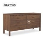 Lotus solid mango wood sideboard to six drawer (teak finish) - Image 4