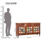 Boho Sheesham Wood Sideboard with tiles(Honey Finish) - Image 5