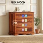 Boho  Wooden Modern Chest Of Drawers (honey finish)