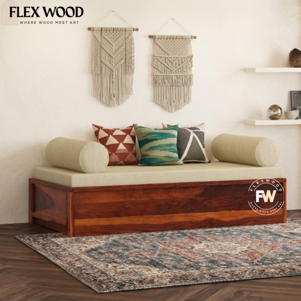 5 Sanya divan with mattress (honey finish) - Image 1