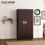 Cambery solid wood 2 door wardrobe (walnut finish)