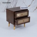 Wooden Cane Bedside Table for Bedroom(Teak finish) - Image 6