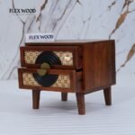 Modern Cane Bedside Table (Honey finish) - Image 4
