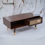 Wooden Rattan Cane Coffee Table(Teak finish) - Image 5